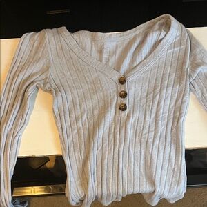 Hollister Light Gray V-Neck Sweater